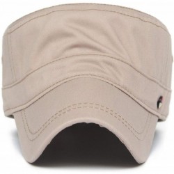 Baseball Caps Cotton Cadet Cap Army Military Caps Flat Hats Unique Design Big Head - Style01-beige - C312091L54B $16.87