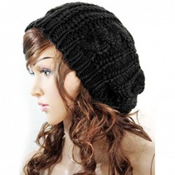 Skullies & Beanies Women's Girl Winter Warm Beret Braided Beanie Crochet Knitted Hat Cap - Black - C21852CGGW7 $15.88