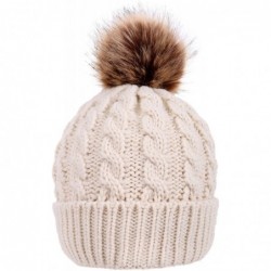 Skullies & Beanies Winter Wonderland Splash Patterned Thick Knit Fleece Lined Snow Beanie Hats - Cream - C818KKAA6Z2 $30.57