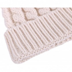 Skullies & Beanies Winter Wonderland Splash Patterned Thick Knit Fleece Lined Snow Beanie Hats - Cream - C818KKAA6Z2 $20.50