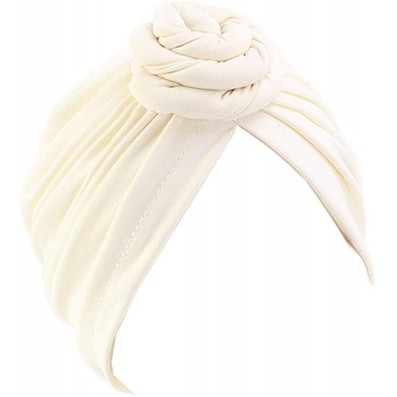 Skullies & Beanies Womens Big Flower Turban Beanie Elegant Cap Head Wrap Stretch Long Hair Scarf Headscarf - 441-beige - CP19...