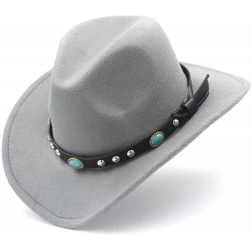 Cowboy Hats Fashion Women Men Western Cowboy Hat with Roll Up Brim Felt Cowgirl Sombrero Caps - Gray - C018DAYEK8R $28.48