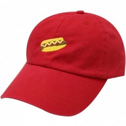 Baseball Caps Hotdog Cotton Baseball Dad Caps - Red - CK12LQ2GBJB $25.98