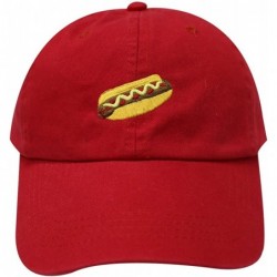 Baseball Caps Hotdog Cotton Baseball Dad Caps - Red - CK12LQ2GBJB $25.98