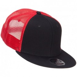 Baseball Caps Mesh Premium Snapback Flat Bill Cap - White Black OSFM - Black Red - C111M6KFM07 $28.26