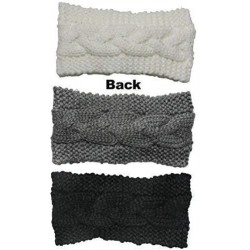 Skullies & Beanies 3 Pack Womens Winter Knit Headband & Hairband Ear Warmer & Beanies - Black-white-gray-bow - CG189NUEDRE $3...