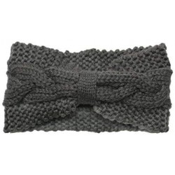 Skullies & Beanies 3 Pack Womens Winter Knit Headband & Hairband Ear Warmer & Beanies - Black-white-gray-bow - CG189NUEDRE $3...
