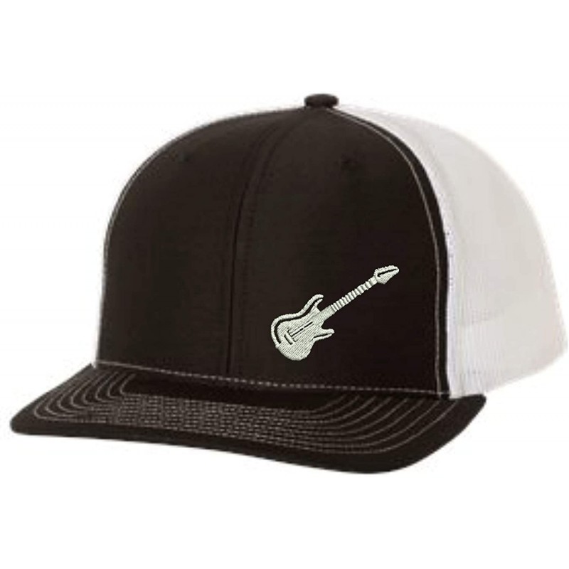 Baseball Caps Trucker Hat - Electric Guitar - Adjustable Snapback Men Women - Black/White - CY18IKGSLYX $56.61