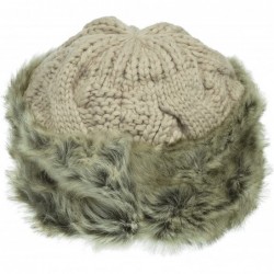 Skullies & Beanies Women's Knitted Hat Faux Fur Lined Trim Cable Winter Beanie - Beige - CW12N1F2IOJ $37.79