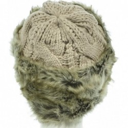 Skullies & Beanies Women's Knitted Hat Faux Fur Lined Trim Cable Winter Beanie - Beige - CW12N1F2IOJ $37.79