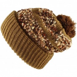 Berets Multi Color Pom Pom Crochet Thick Knit Slouchy Beanie Beret Winter Ski Hat - Chenille Camel - C412C3JB0IN $19.64