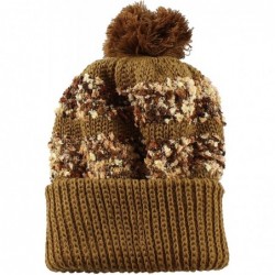 Berets Multi Color Pom Pom Crochet Thick Knit Slouchy Beanie Beret Winter Ski Hat - Chenille Camel - C412C3JB0IN $20.16
