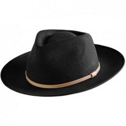 Fedoras Men Fedora Hat Wide Brim Wool Felt Panama Cowboy Hats Gatsby Dress Trilby Crushable Great - Black - CC18Y43SIMK $29.88