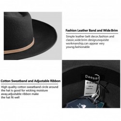 Fedoras Men Fedora Hat Wide Brim Wool Felt Panama Cowboy Hats Gatsby Dress Trilby Crushable Great - Black - CC18Y43SIMK $35.86