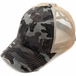 Baseball Caps Exclusives Hatsandscarf Distressed Adjustable - A Elastic Band-dk. Grey/Camo - CW194RQ0KHK $31.37
