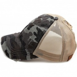 Baseball Caps Exclusives Hatsandscarf Distressed Adjustable - A Elastic Band-dk. Grey/Camo - CW194RQ0KHK $31.37