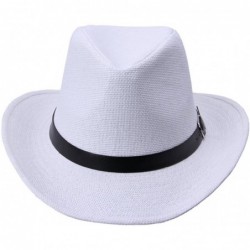 Sun Hats Beach Head Wear Sun Panama Fedoras Hat Jazz Caps - White - CE11KZPKZ2Z $28.76
