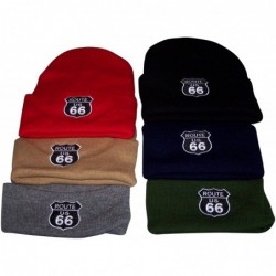 Skullies & Beanies Route 66 The Mother Road Beanies Winter Caps Embroidered - (WCA119 Z) - Red - C3185R6KTK7 $21.58