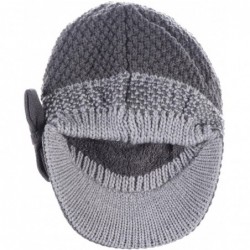 Newsboy Caps Womens Winter Chic Cable Warm Fleece Lined Crochet Knit Hat W/Visor Newsboy Cabbie Cap - Dk.gray Bow - C91860084...