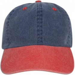 Baseball Caps Dad Hat Pigment Dyed Two Tone Plain Cotton Polo Style Retro Curved Baseball Cap 1200 - Blue / Red - CK187WZR2EG...