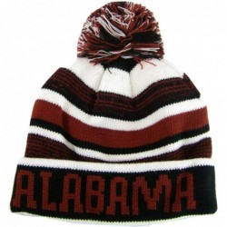 Skullies & Beanies Alabama Adult Size Winter Knit Beanie Hats - Crimson/White/Black - CP17X0OYI02 $16.52