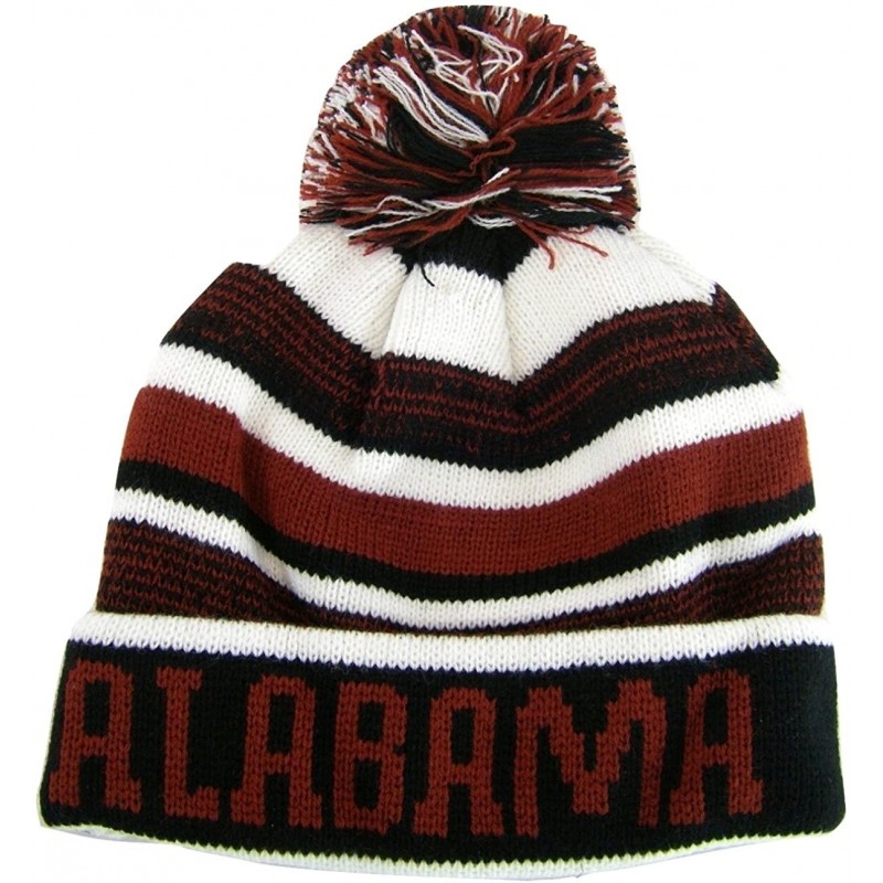 Skullies & Beanies Alabama Adult Size Winter Knit Beanie Hats - Crimson/White/Black - CP17X0OYI02 $25.73