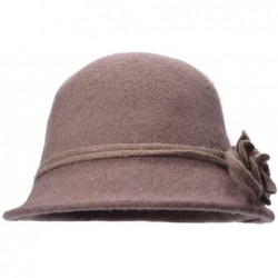 Bucket Hats Womens Retro Collapsible Soft Knit Wool Cloche Hat Bucket Flower A466 - Khaki - CO186XTGM9L $31.26