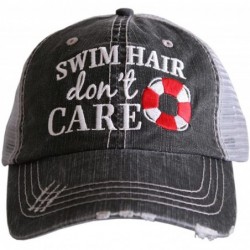 Baseball Caps Swim Hair Don't Care Women's Baseball Hats Caps - Red - CZ180NKI8OA $46.08