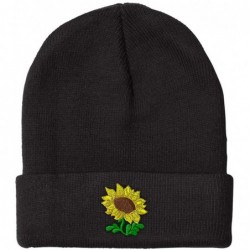 Skullies & Beanies Custom Beanie for Men & Women Plants Fringe Sunflower Embroidery Skull Cap Hat - Black - CT188RS003R $31.82