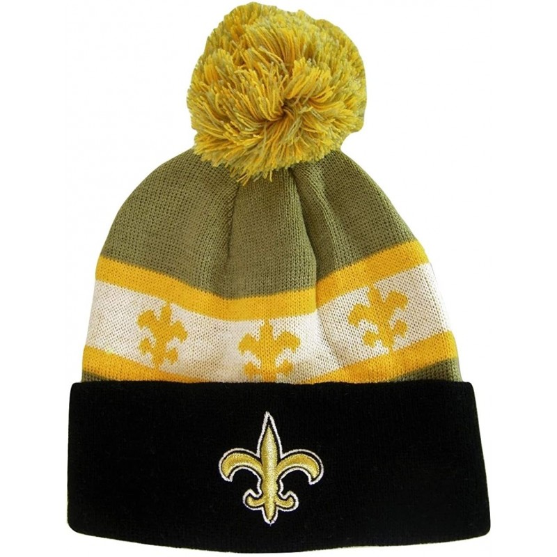 Skullies & Beanies New Orleans Fleur De Lis Adult Size Winter Knit Beanie Hats - Black/Brown - C817X0Q5ZRX $27.29
