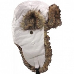 Skullies & Beanies Trooper Ear Flap Cap w/Faux Fur Lining Hat - White W/ Brown Fur - C2118GZ2L41 $28.06