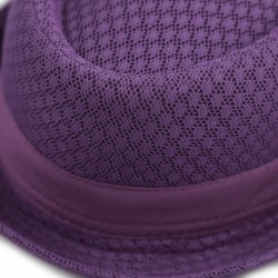 Fedoras Unisex Light Weight Classic Soft Cool Mesh Pork Pie hat - Purple - CS182H4RGCN $18.06