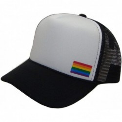 Baseball Caps Rainbow Gay Pride Flag Side Logo Mesh Trucker Cap (One Size- Black/White) - C4125HOPB4Z $31.16