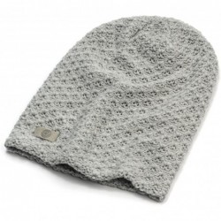 Skullies & Beanies Evony Warm Thick Slouch Beanie - Textured Knit with Soft Inner Lining - One Size - Light Grey - C018926D5W...