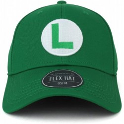 Baseball Caps Officially Licensed Super Mario Bros Logo Embroidered Flex Fitted Cap - Green - CU18L4TZ4ZX $56.68