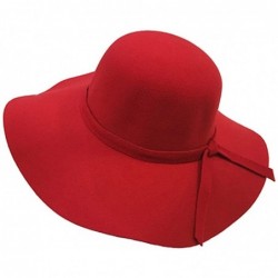 Sun Hats Vintage Women Ladies Wide Brim Floppy Warm Wool Blend Felt Hat Trilby Bowler Cap - 2 Pack Black+red - CR12G73ZO3N $3...
