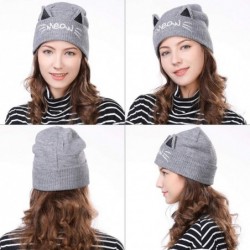 Skullies & Beanies Women's Winter Knitted Pom Beanie Ski Hat/Visor Beanie Newsboy Cap Wool/Acrylic - Grey89204 - CU18IL0LM2M ...
