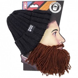 Skullies & Beanies Barbarian Vagabond Beanie - Funny Knit Hat and Fake Beard Facemask - Brown - CJ11DFM4CKV $59.82