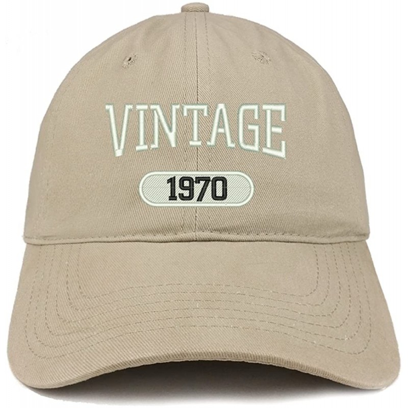 Baseball Caps Vintage 1970 Embroidered 50th Birthday Relaxed Fitting Cotton Cap - Khaki - CA180ZOZ5AL $25.17