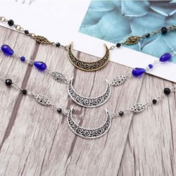 Headbands Boho Crescent Moon Head Chain Vintage Crystal Headpieces Hair Acessories for Women and Girls - Bronze-1 - CC18Q9L04...