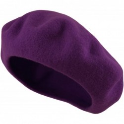 Berets Traditional Women's Men's Solid Color Plain Wool French Beret One Size - Purple - CB189YHAYMO $21.92