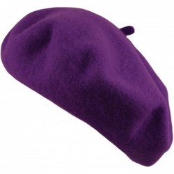 Berets Traditional Women's Men's Solid Color Plain Wool French Beret One Size - Purple - CB189YHAYMO $21.92