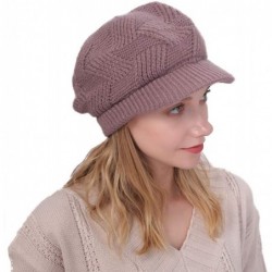 Skullies & Beanies Womens Winter Hat Newsboy Hat with Visor Cable Crochet Beanie Hat - Light Purple-style2 - C918Y8DAMYE $18.13