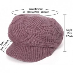 Skullies & Beanies Womens Winter Hat Newsboy Hat with Visor Cable Crochet Beanie Hat - Light Purple-style2 - C918Y8DAMYE $19.86