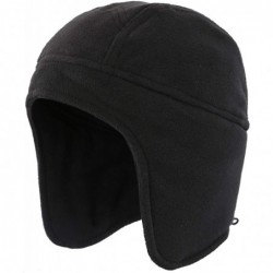 Skullies & Beanies Mens Womens Warm Fleece Beanie Earflap Winter Hat Outdoor Skull Caps - Black - C518IU0OICL $23.00