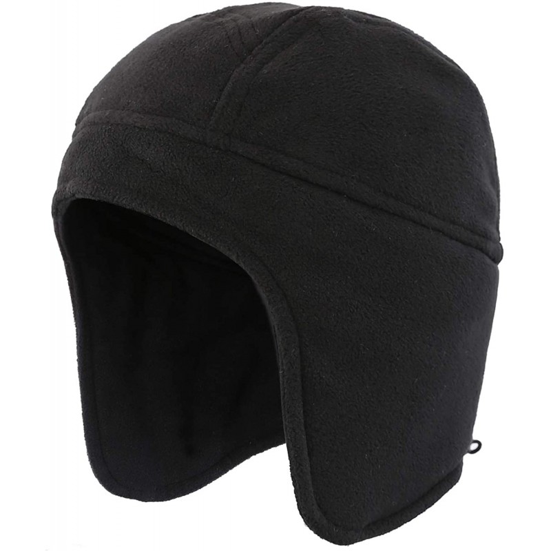 Skullies & Beanies Mens Womens Warm Fleece Beanie Earflap Winter Hat Outdoor Skull Caps - Black - C518IU0OICL $27.09