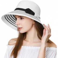 Sun Hats Womens UPF 50 Summer Straw Beach Sun Hat Wide Brim Fashion Fedora Packable & Adjustable - CM198UC9LQ8 $34.04