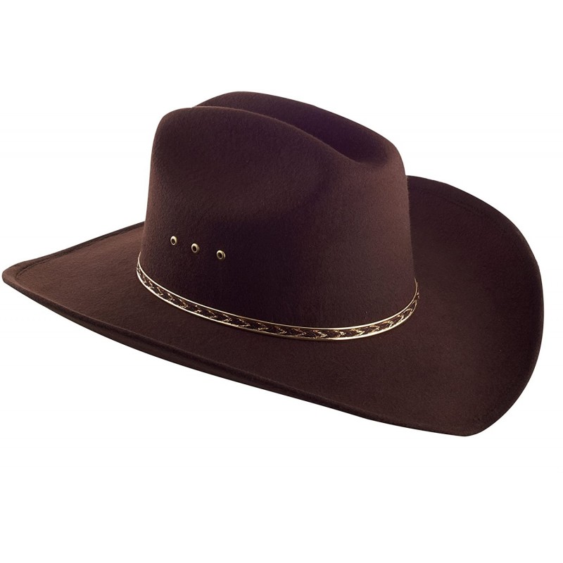 Cowboy Hats Faux Felt Wide Brim Western Cowboy Hat - Brown - CR12N1GY99Y $65.50