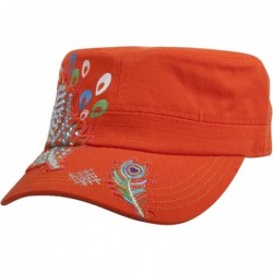 Baseball Caps Womens Print Adjustable Cadet Cap - Orange - Floral - CO196LMEIM9 $17.72