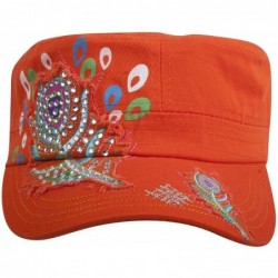 Baseball Caps Womens Print Adjustable Cadet Cap - Orange - Floral - CO196LMEIM9 $18.93